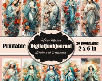Holy Mother, Virgin de Guadalupe Printable Bookmarks, Digital Download JPG Bookmark Set, PNG bookmark sublimation, bookmark set, Fussy Cuts