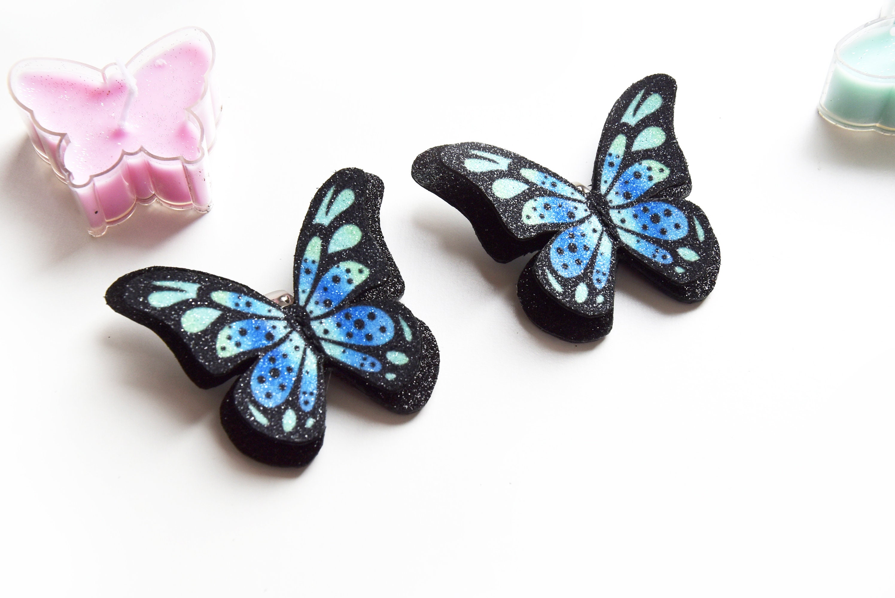 Butterfly shoe clips glitter and leather shoe accessories Etsy