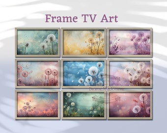 Samsung Frame TV Art Dandelion Collection, Samsung Frame TV Art Set of 9 artworks, Dandelion Art, Neutral Frame Tv Art, Instant Download