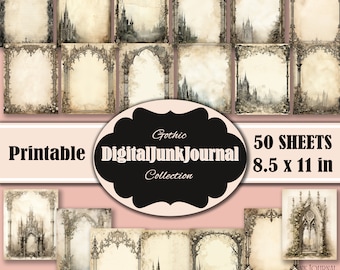 Gothic Vintage Frames Junk Journal Paper, Printable Journal Pages, Digital Papers, Scrapbook Paper, Collage Papers, Gothic Frame