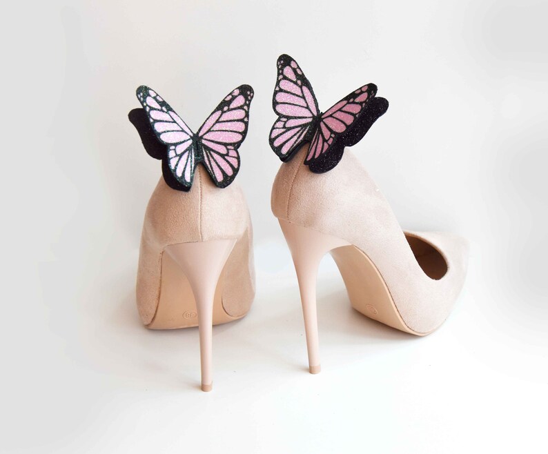 Rose Gold Butterfly shoe clips wedding real glitter shoe Etsy