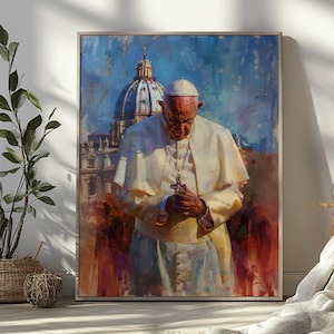 Pope Francis, DIGITAL PRINT, Pope Francis Christian Art, Saint Art Inspirational, Papa Francescu