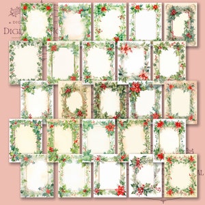 Big Bundle, Christmas Frame Junk Journal Paper, Digital Download, Mixed Media, Pattern, Christmas Memory Journal, Christmas Journal Kit image 3