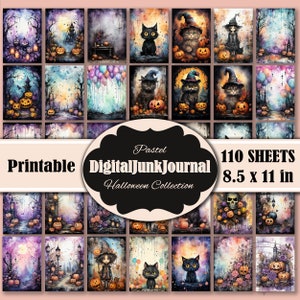 Big Bundle Halloween, Printable Sheets for Junk Journal Pages, Fussy Cuts, Cricut, Printable,Digital Download, Ephemera Halloween Background
