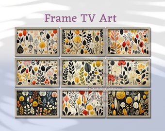 Samsung Frame TV Art Collection, Samsung Frame TV Art Set of 9 artworks, Organic Plants Art, Neutral Frame Tv Art, Abstract,Instant Download