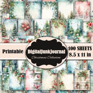 Classic Christmas Junk Journal Kit, Merry Christmas Junk Journal Pages, Santa Scene Junk Journal Printable Paper, Digital Collage Sheet