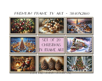 Set artistico TV con cornice natalizia, Collezione 20 arti invernali e natalizie per TV con cornice, arte scaricabile di Natale, arte natalizia con cornice TV Samsung