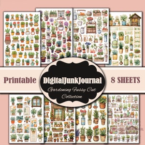 Gardening Junk Journal, Sepia, Floral, Fussy Cuts, Vintage, Roses, Cricut, Planner, Stickers, Printable, Digital Download Mega Bundle Kit