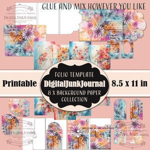 Boho Pastel Floral Junk Journal Scripture Folio and Paper Folding Folio Floral Ephemera Craft Kit  Printable Handmade Gift Junk Journal DIY