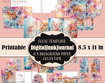 Boho Pastel Floral Junk Journal Scripture Folio and Paper Folding Folio Floral Ephemera Craft Kit  Printable Handmade Gift Junk Journal DIY