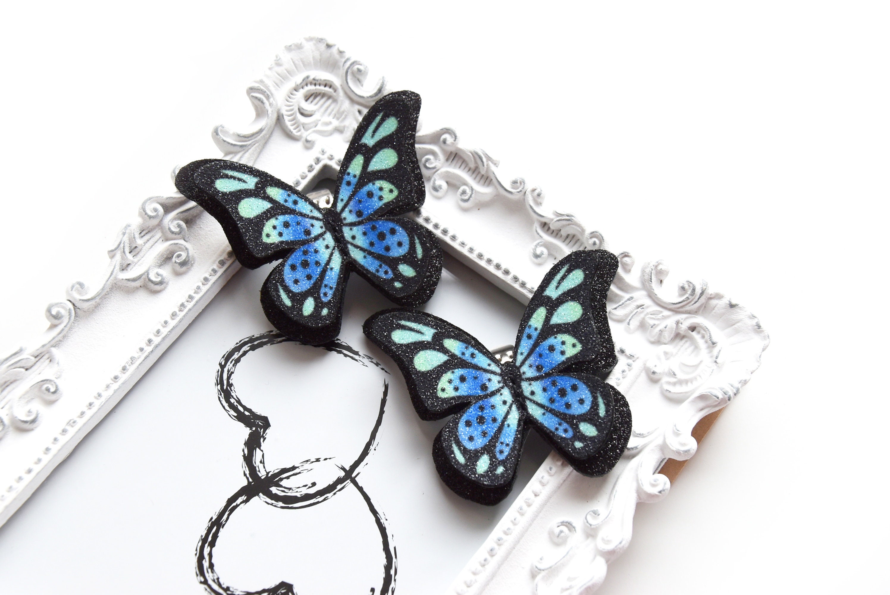 Butterfly shoe clips glitter and leather shoe accessories Etsy