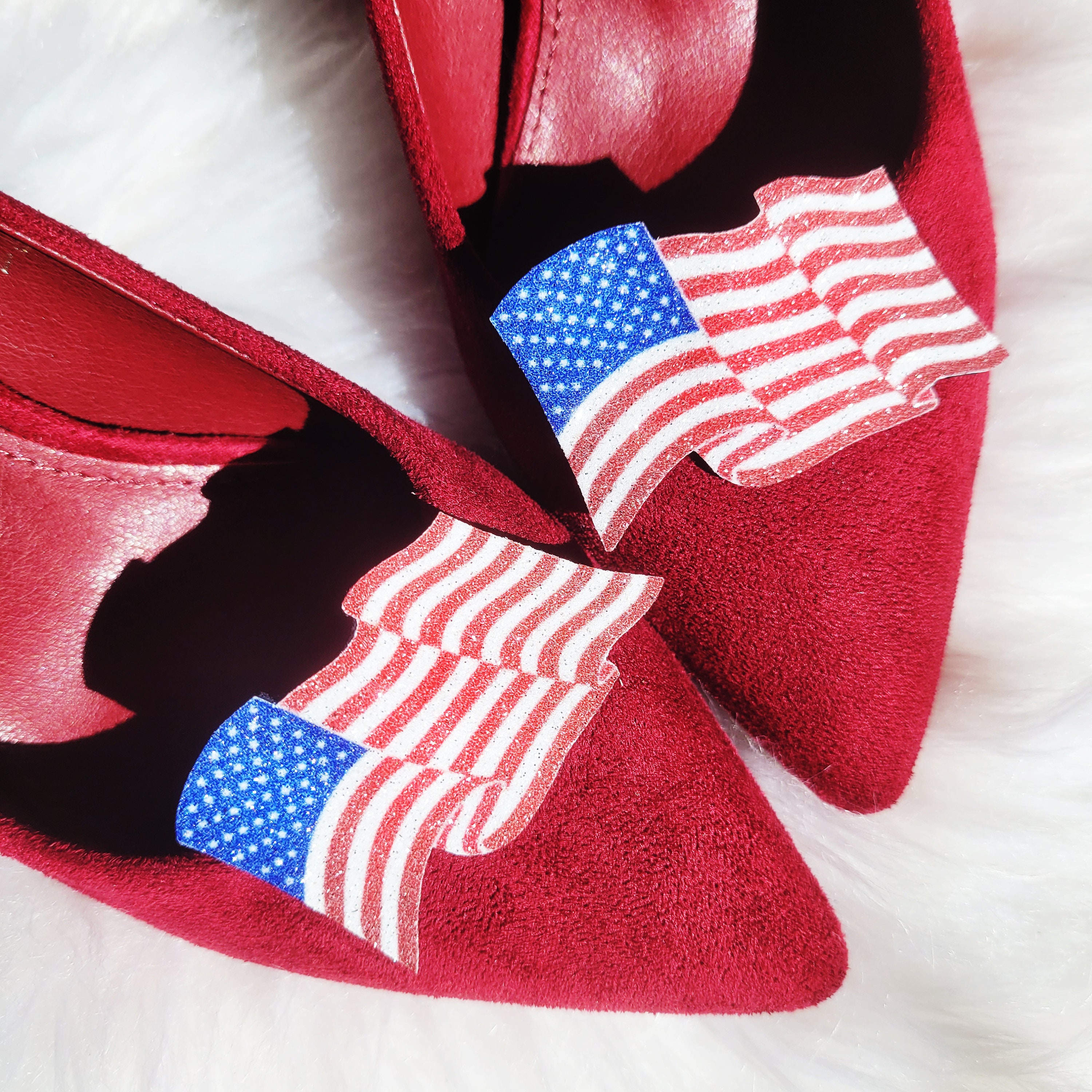 American Flag glitter shoe clip Independence Day shoe clips Etsy