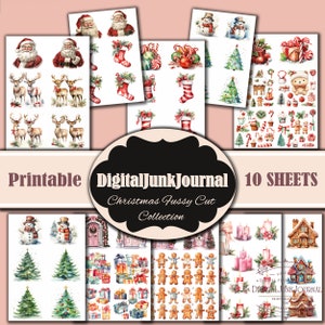 Christmas Fussy Cut Prints Kit, Junk Journal Pages, Journal, Fussy Cuts, Cricut, Printable, Digital Download, Card Making, Santa Claus