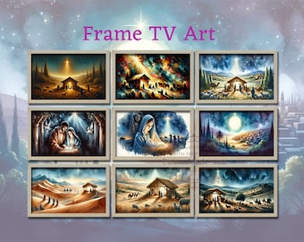 Samsung Frame TV Art Christmas nativity, Set of 9 artworks Instant Download