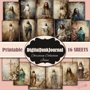 Jesus Glaube mittelalterliche christliche Junk Journal 16 Blatt, Junk Journal, Sepia, Fussy Cuts, Vintage, Cricut, printable, digitaler Download