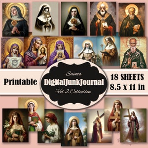 Christian Saints Vol. 2 Junk Journal 18 Sheets, Junk Journal, Sepia, Fussy Cuts, Vintage, Printable, Digital Download