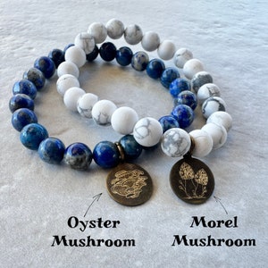 Mushroom Hunter Charm Bracelet - Morel & Oyster Mushroom Charm - Appalachian Mushrooms- Gift for Mushroom Hunters -Double Sided