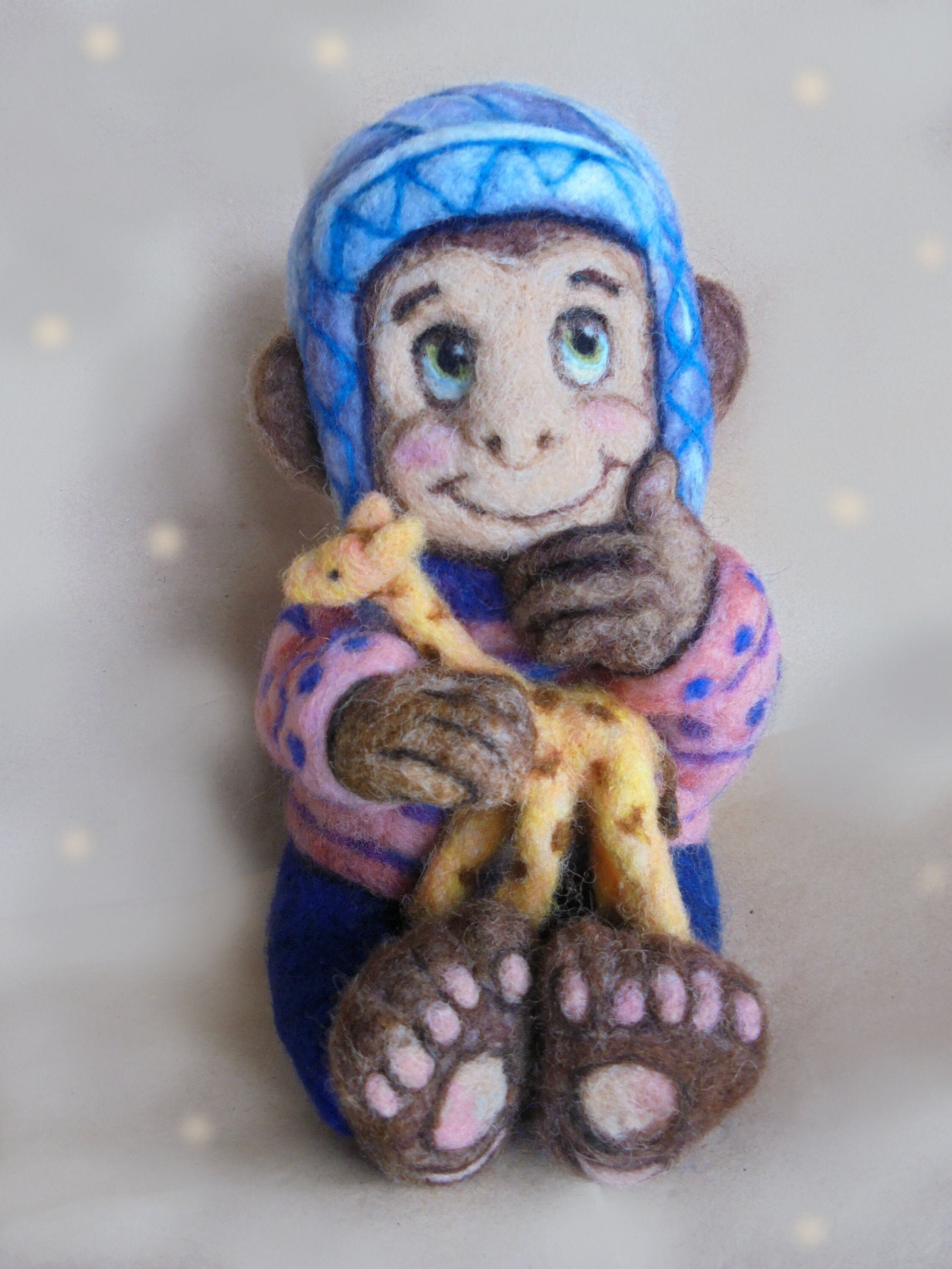 Wool Sculpture Needle Felted Monkey Wool Monkey Wool Animals Etsy