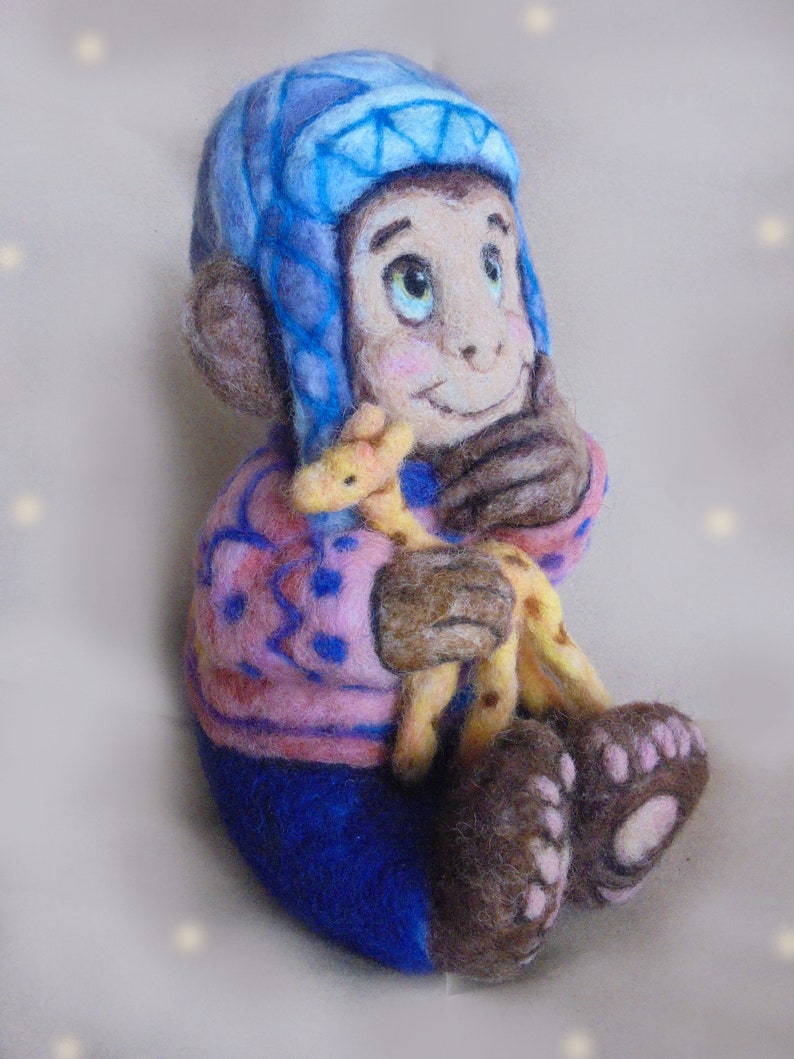 Wool Sculpture Needle Felted Monkey Wool Monkey Wool Animals Etsy