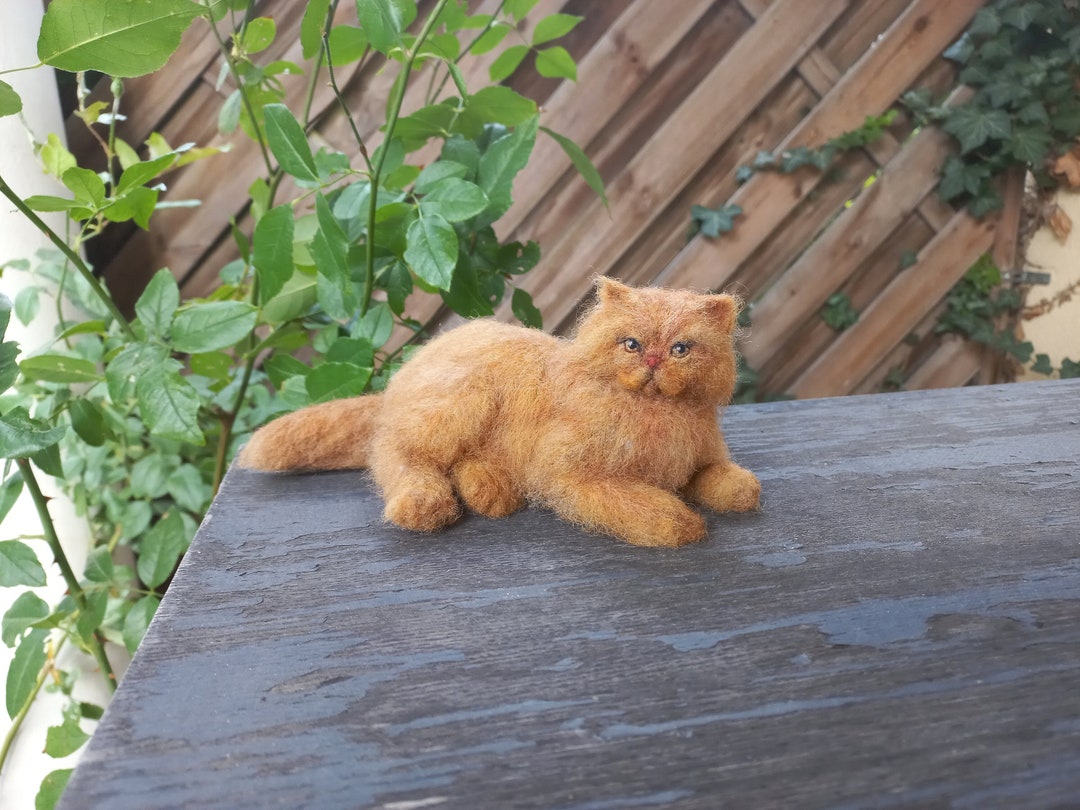 Wool Sculpture Needle Felted Cat Wool Cat Felting Cat Miniature Animal