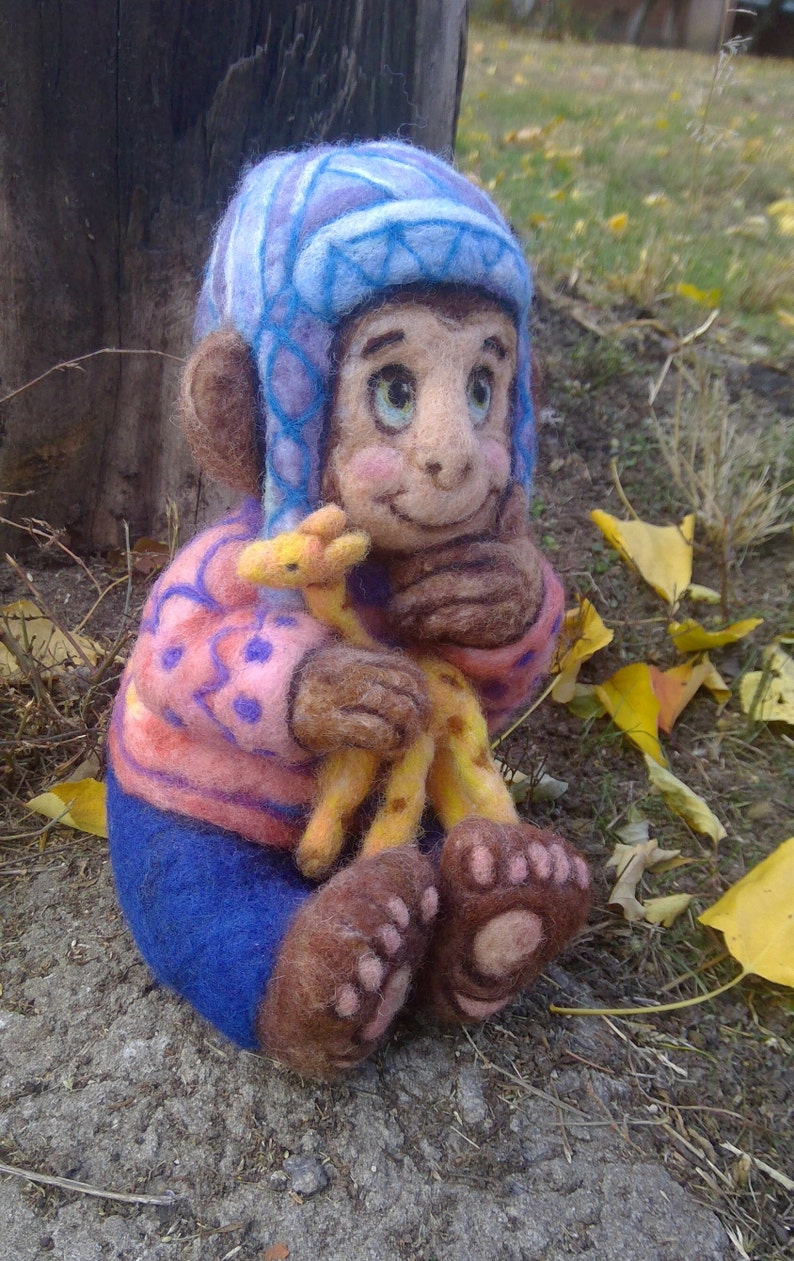 Wool Sculpture Needle Felted Monkey Wool Monkey Wool Animals Etsy