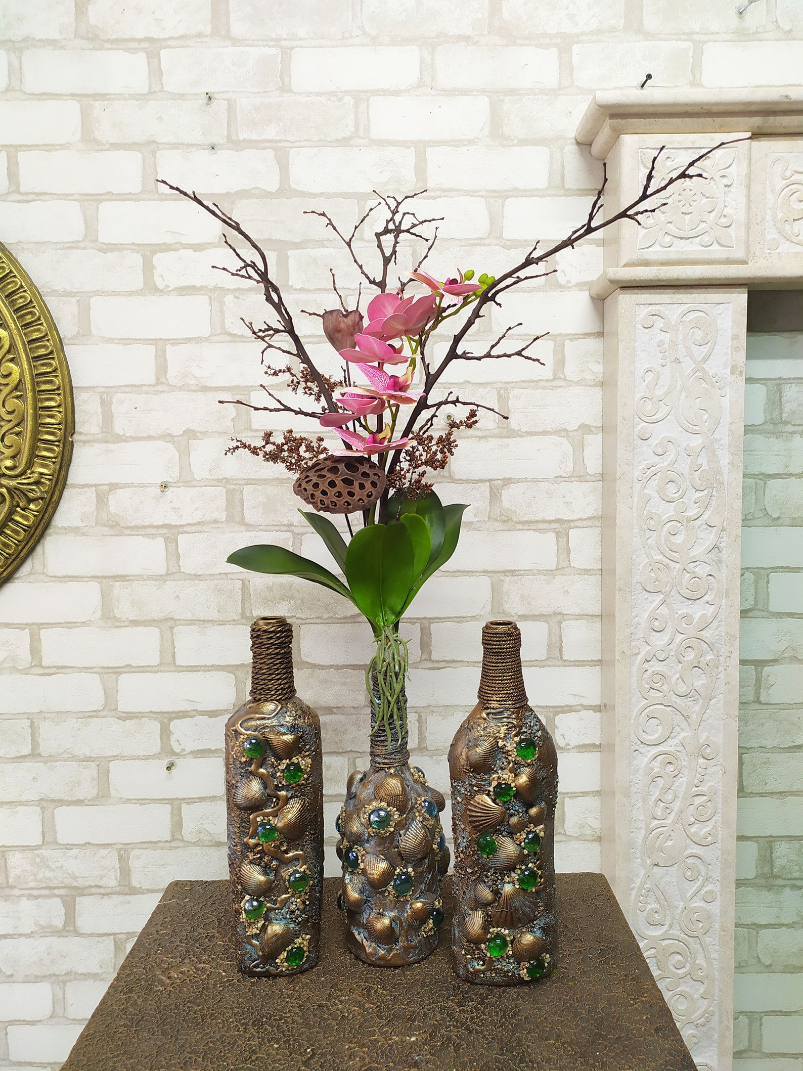 Decorative Bottles Set of 3 Bottles. Home Decor Bottles. Etsy