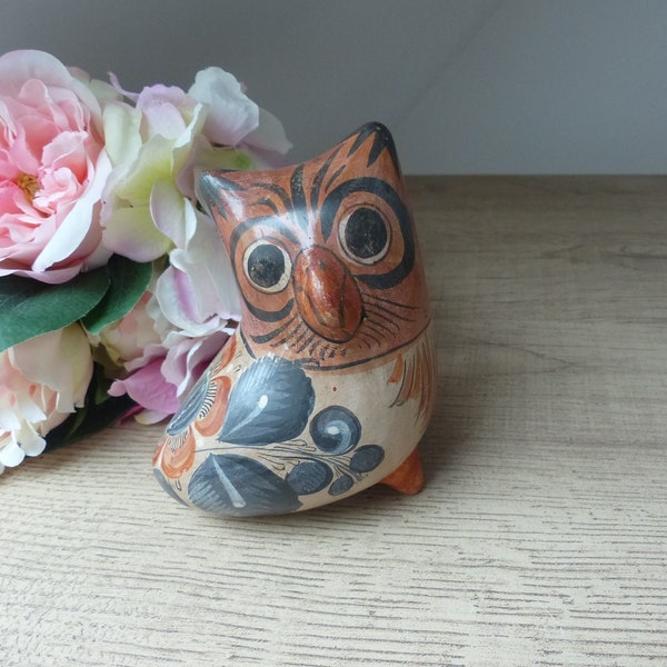 Statuette Figurine Chouette Hibou Poterie Tonala Mexique Vintage