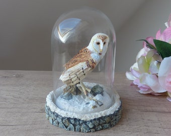 Vintage Painted Resin Sculpture - The Beautiful Barn Owl - GEORGE McMONIGLE, The Franklin Mint