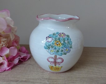 Vase Soliflore En Opaline Rose - Pied Torsadé Blanc Opalescent Vintage - Décoration Romantique