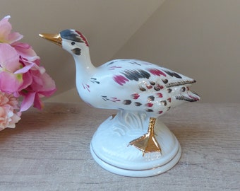 Duck Bird Sculpture in Fine Porcelain Portugal, Porcelain Statuette Duck Bird Decoration Home Countryside Cottage Collection