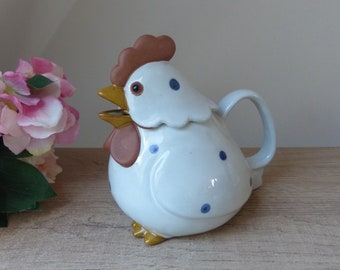 Auténtica y rara tetera de gres en forma de gallina hecha en Japón Vintage