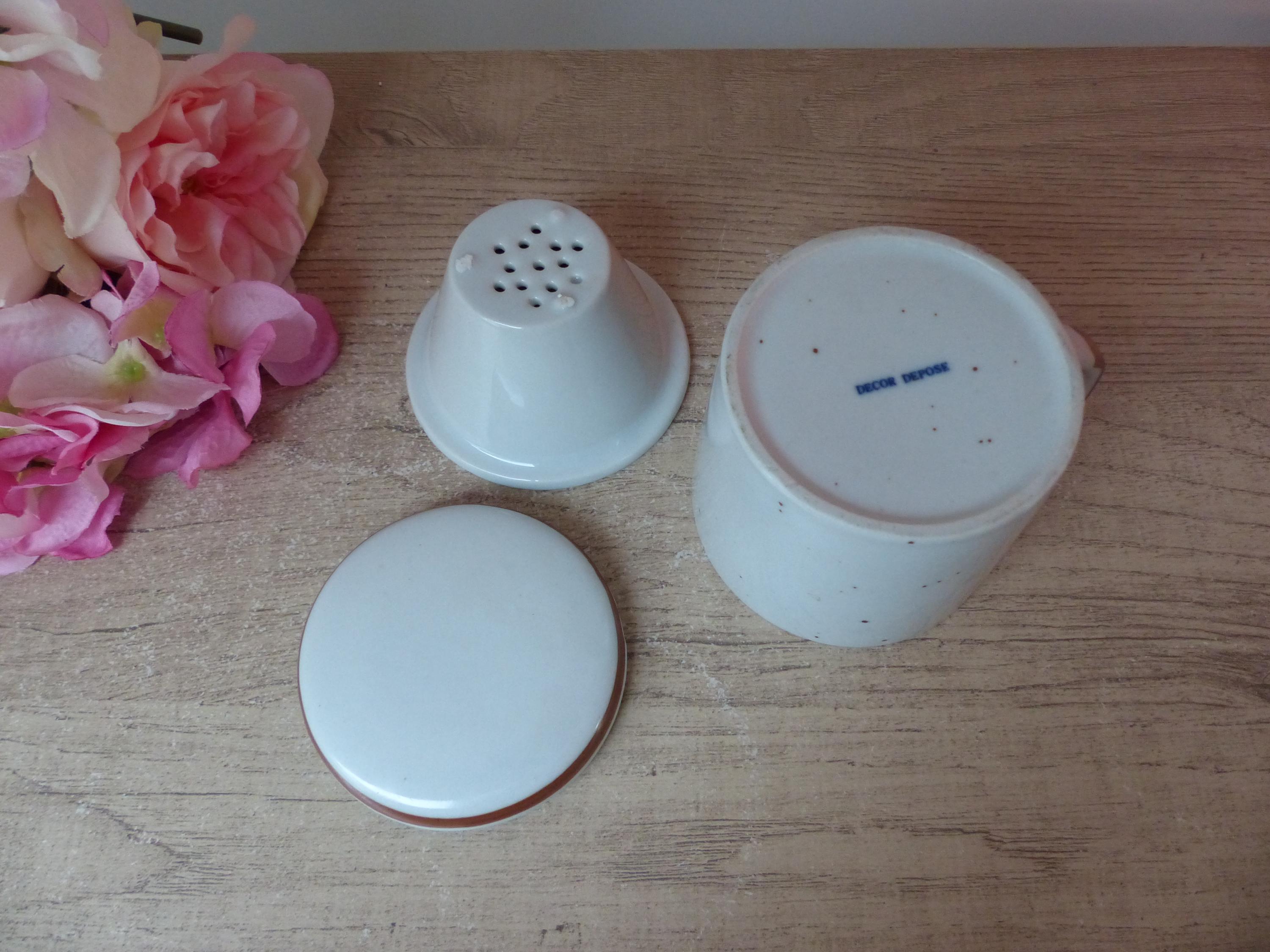 Tisanière En Grès émaillé Vintage à Motif Fleuri - Avec Tasse Et Filtre, Style Campagne
