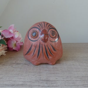 Vintage Mexican Owl Decor Bird Dove Ceramic Hand Painted Tonala