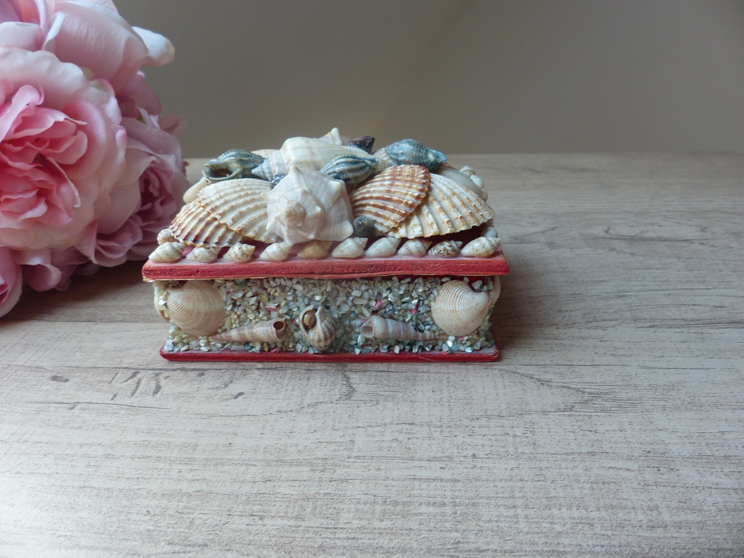 Coffret à Bijoux Vintage Avec Coquillages - Souvenir Bord De Mer - Occasion