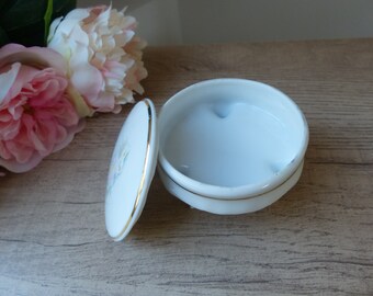 Boîte à Bijoux En Porcelaine De Limoges - Décor De Roses - Pied Tripode - Porcelaine De Luxe P N France