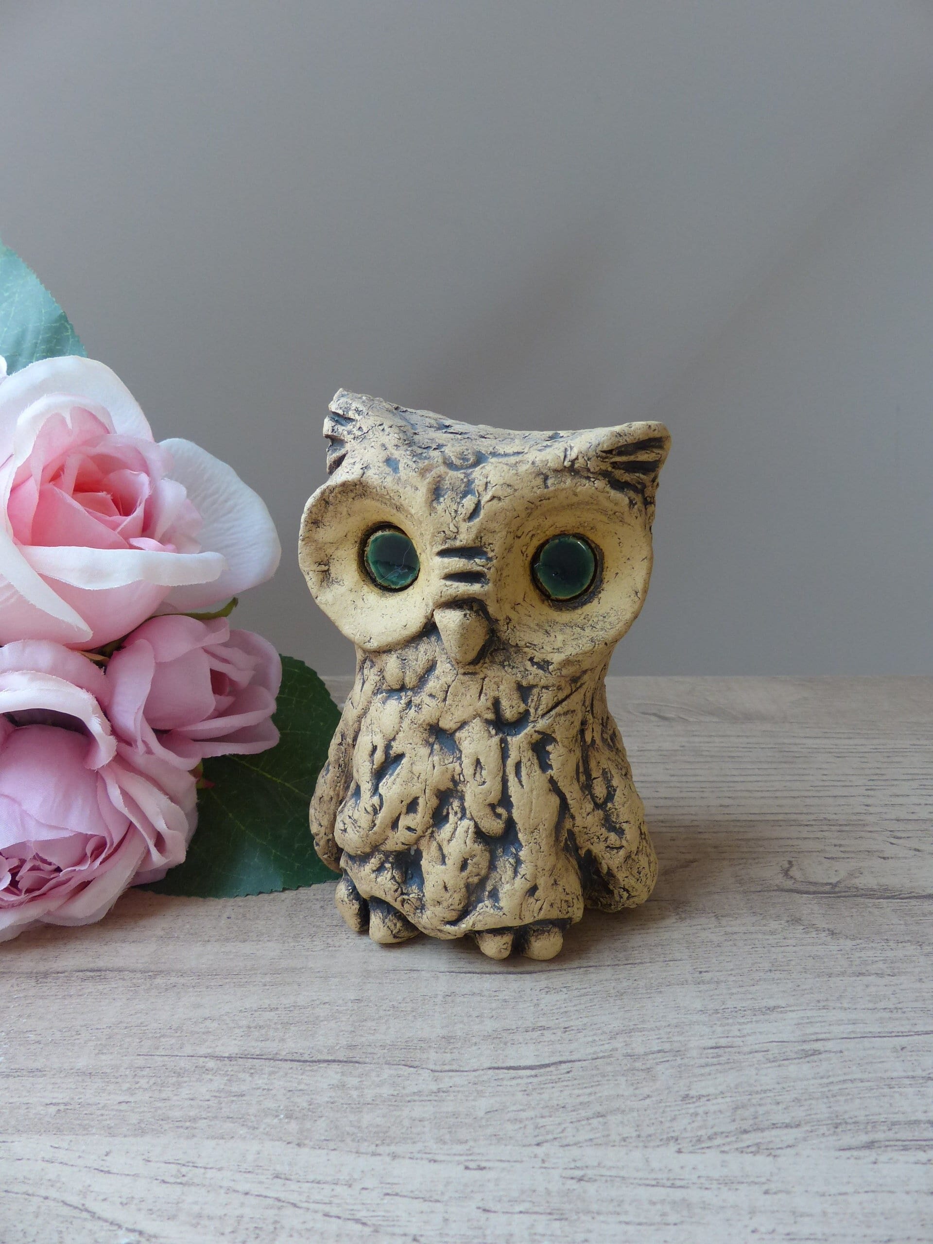 Figurine Hibou Vintage en Céramique – Poterie Ouest-Allemande Années 1970, Sculp