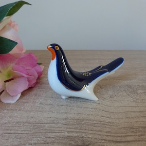 Salière / Poivrière vintage soviétique en forme d’oiseau bleu cobalt – Peint à la main – URSS années 60–70
