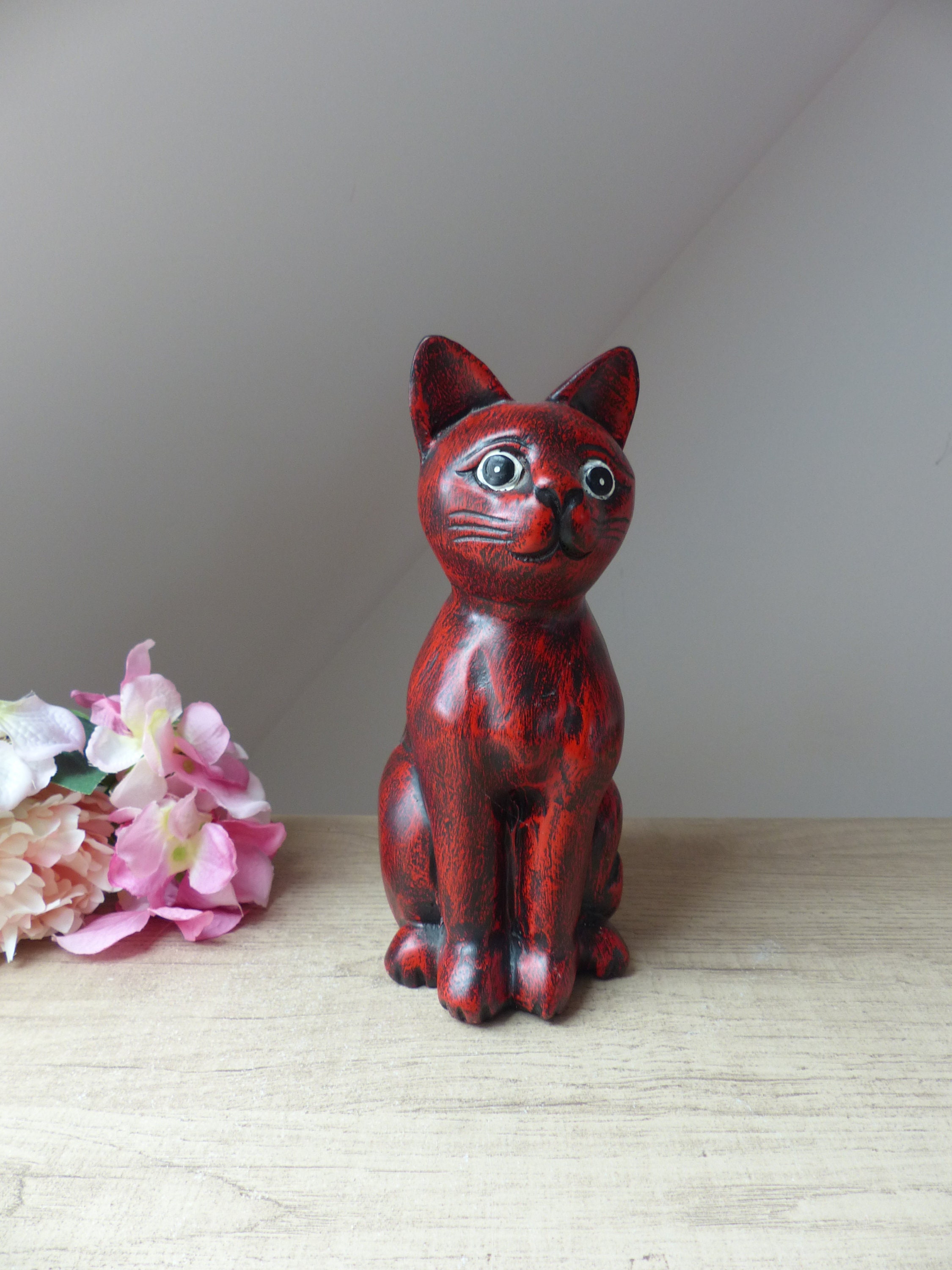 2 Statue Gatto Rosa In Resina - Sculture Geometriche Moderne Per Decorazione Casa - Foto 9