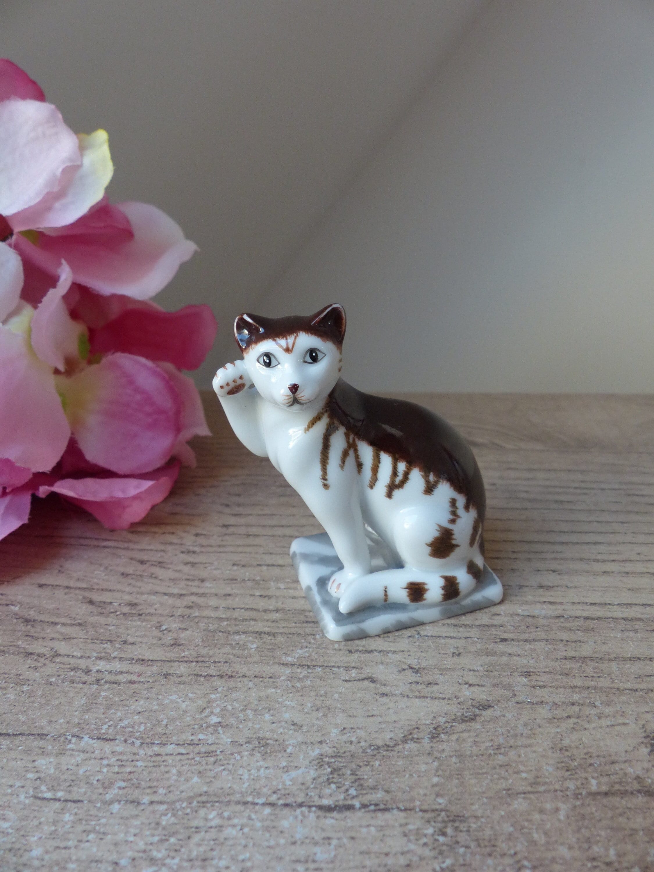 FIGURINE MINIATURE CHATON chartreux gris, figurine chat en céramique gris EUR 10,50 - FR