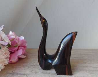 Swan Figurine Wooden Sculpture, Miniature Wooden Bird Statuette, Wooden Bird Animal Sculpture, Home Decoration