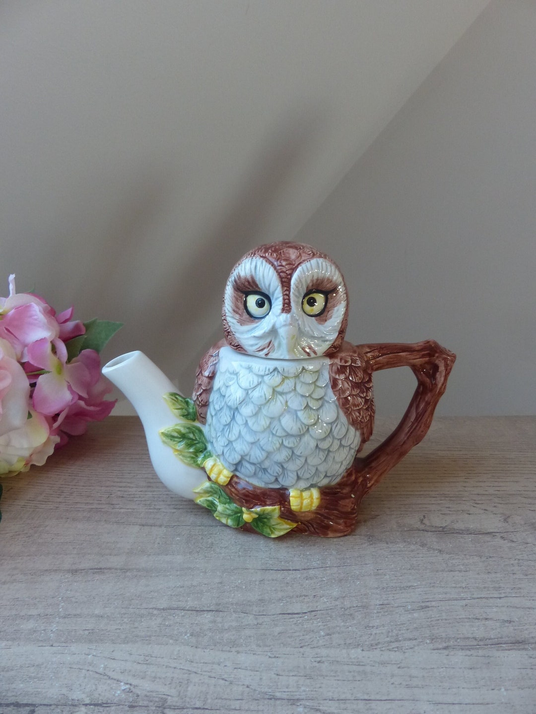 Old and Rare Ceramic Owl Teapot on Branch Made in the Etsy