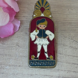 Clip de carta esmaltado vintage con motivo griego, clip de papel de arte popular griego con latón pintado a mano, clip de carta para decoración de oficina y mesa