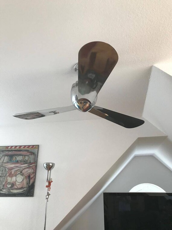 Deckenventilator Deckenfacher Ceiling Fan Heinke Ddr Diaoshan Loft Ventilator Retro Chabby Chic Vintage 70er Jahr Poliert Spiegel Industrial