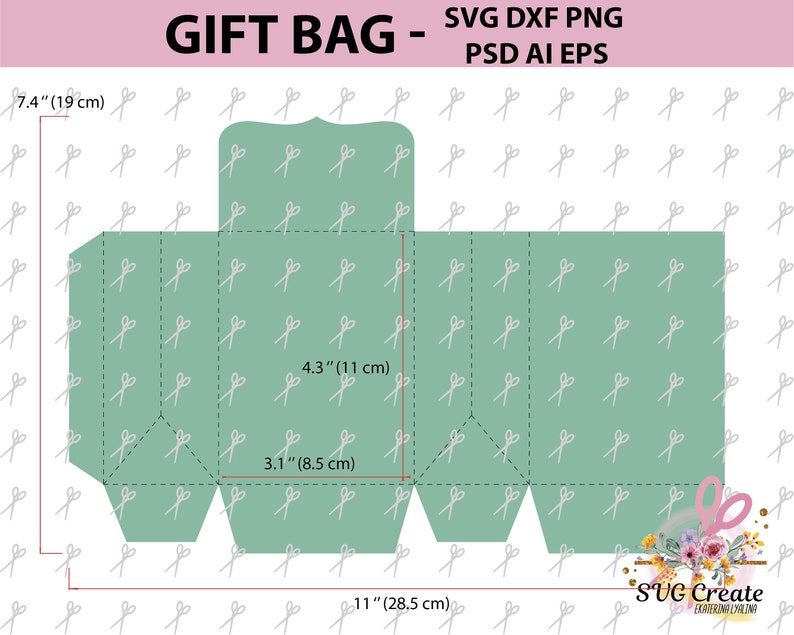Favor box template paper bag printable gift diy paper cut | Etsy