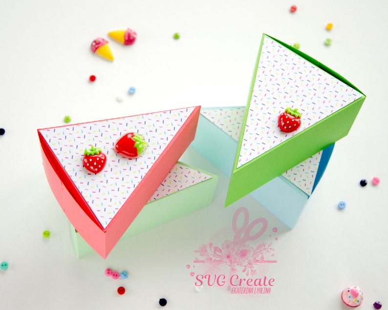 Cake slice box favor template papercut papercutting svg ...