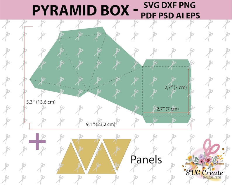 Pyramid box template pdf favor box template template | Etsy