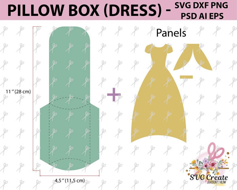 Download Pillow dress box template gift file favor paper cut svg diy | Etsy