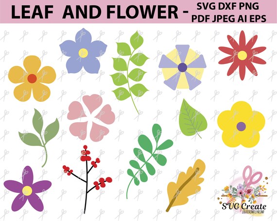 Download Flower Svg Leaf Clipart Flower Clipart Clip Art Flower Pdf Etsy