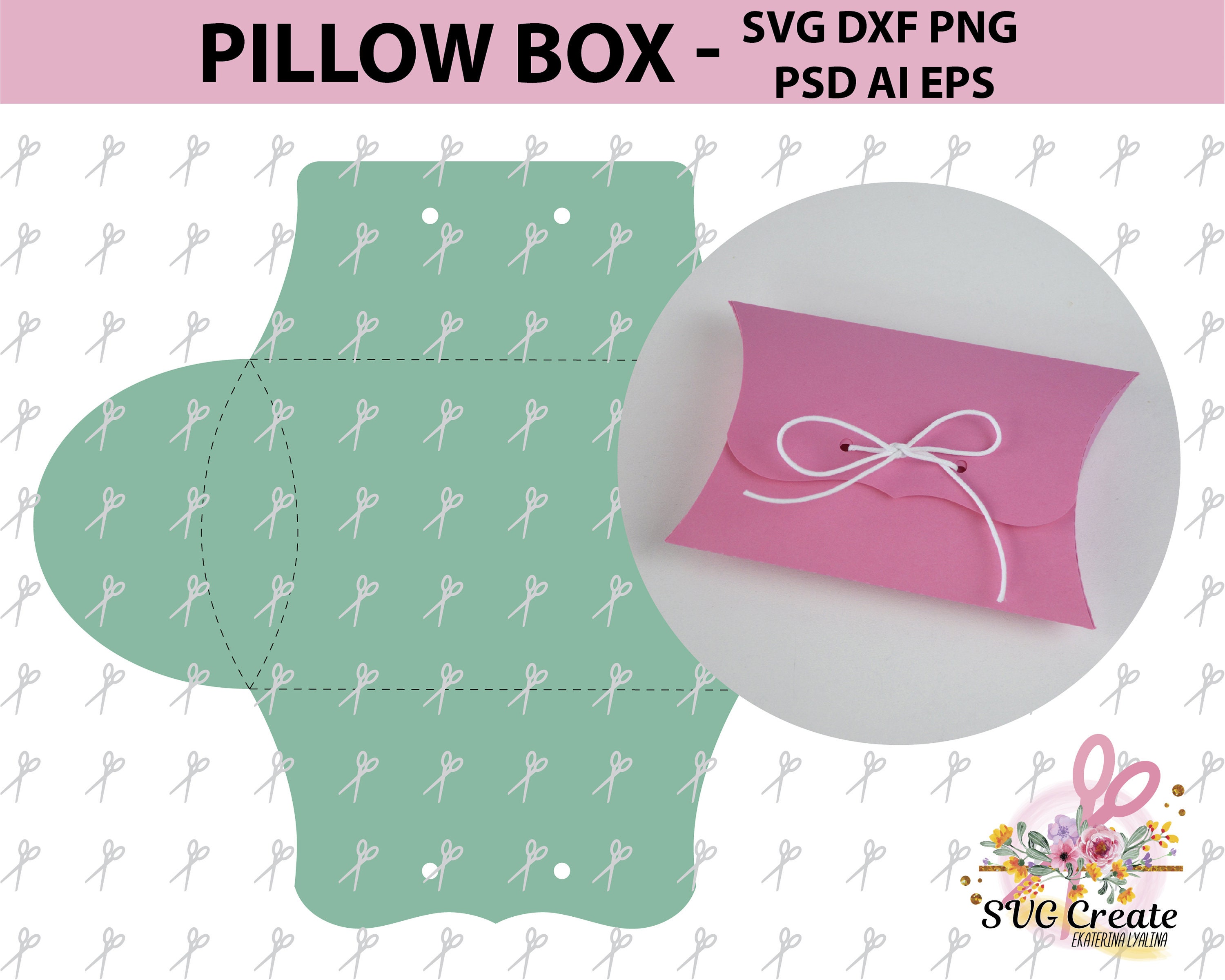 Favor box template pillow papercut diy paper printable gift Etsy