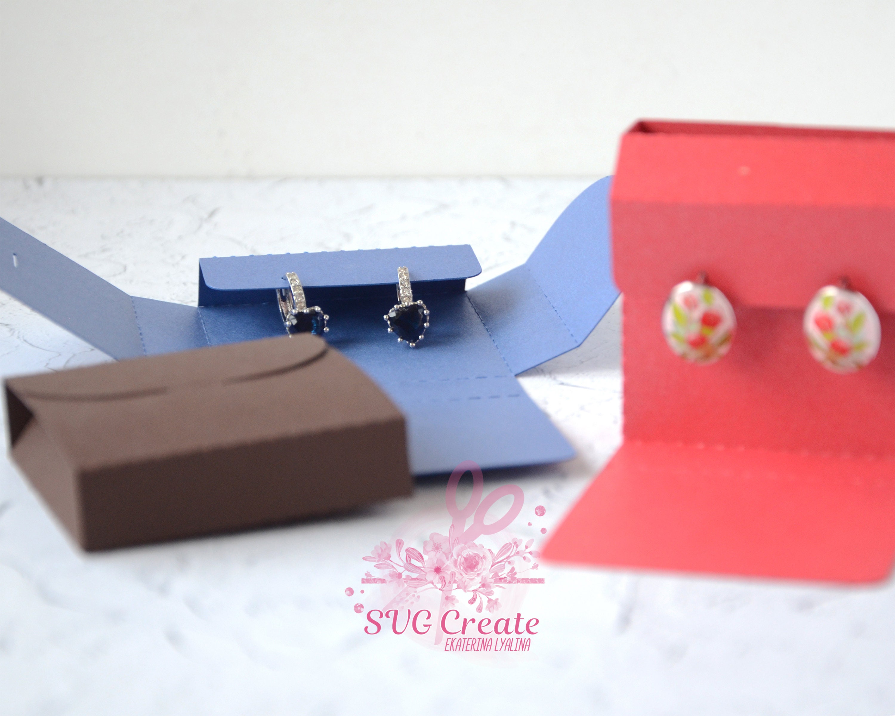 Earring box template card display svg jewelry favor printable Etsy